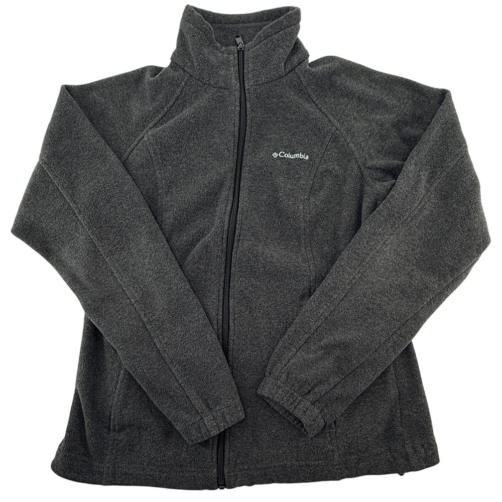 Columbia Fleece Jacket Womens Medium Gray Full Zip Outdoor Lightweight Hiking